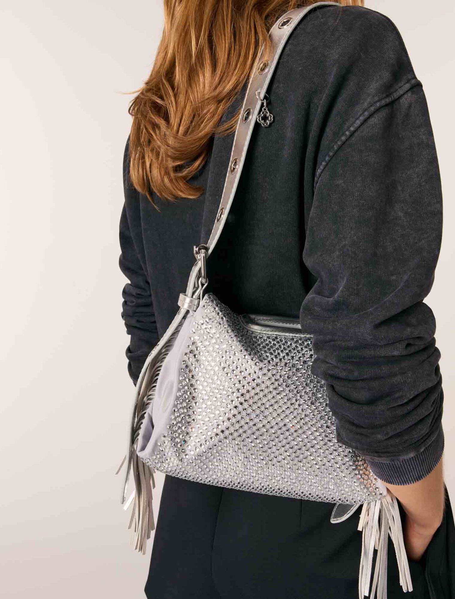 Bolso Miss M Mini metalizado con estrás