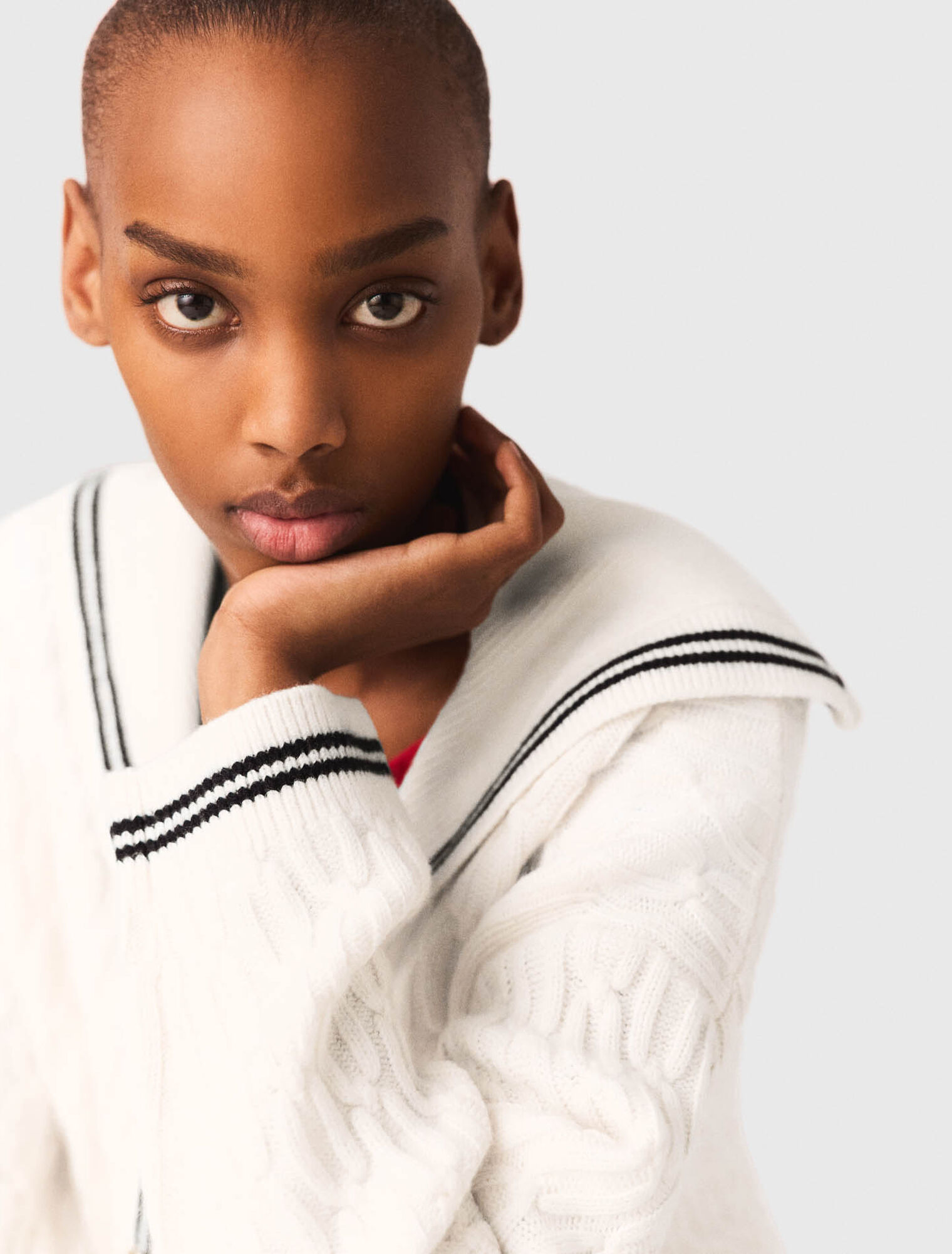 C&aacute;rdigan trenzado cuello barco