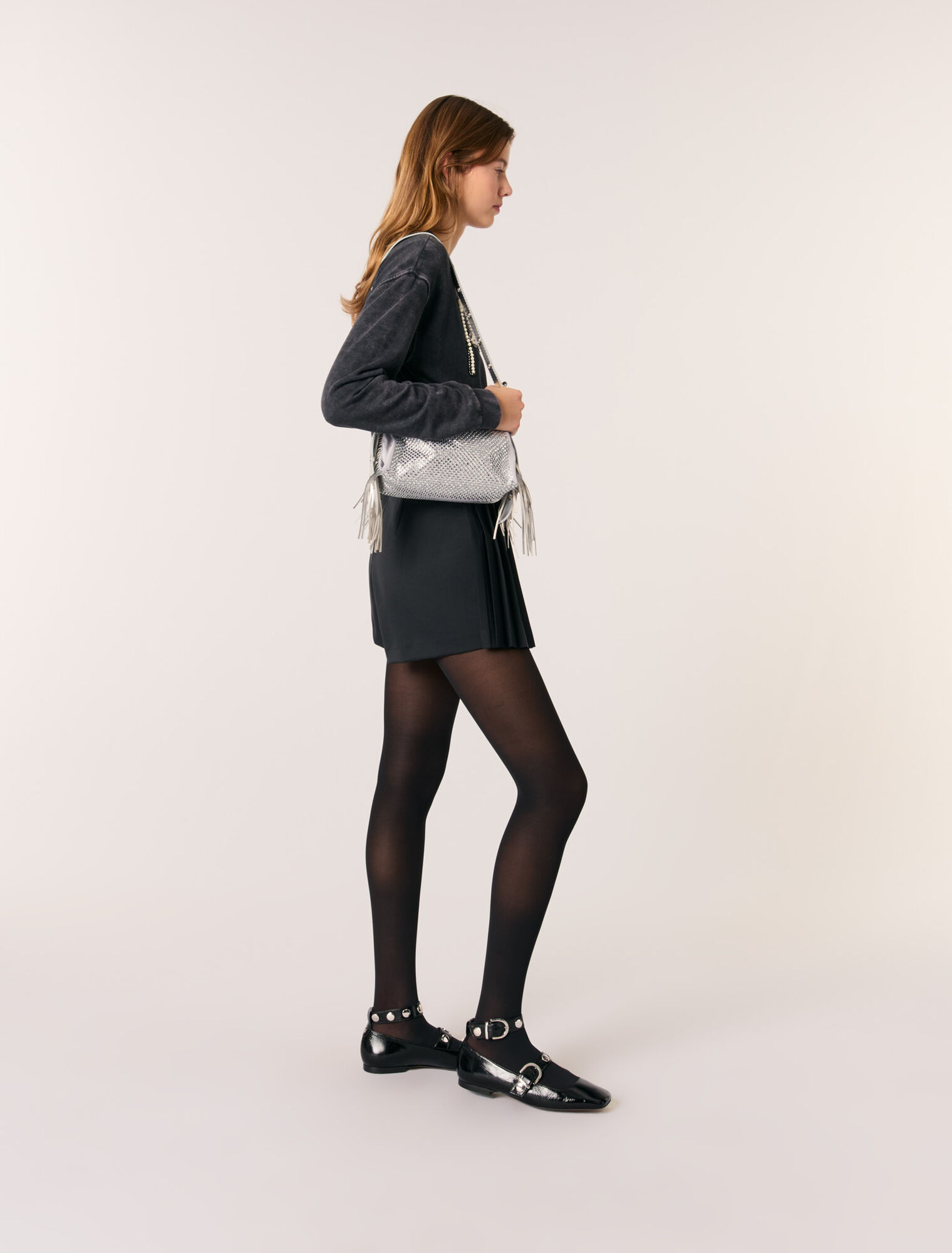 Bolso Miss M Mini metalizado con estrás