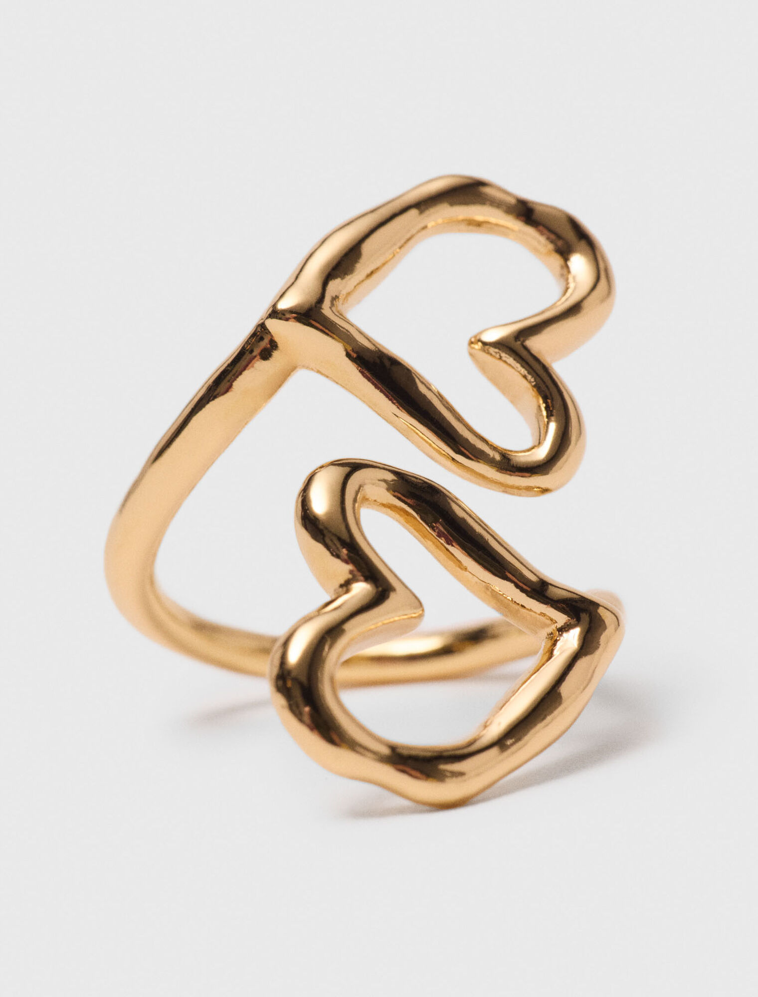 Anillo doble corazón chapado oro