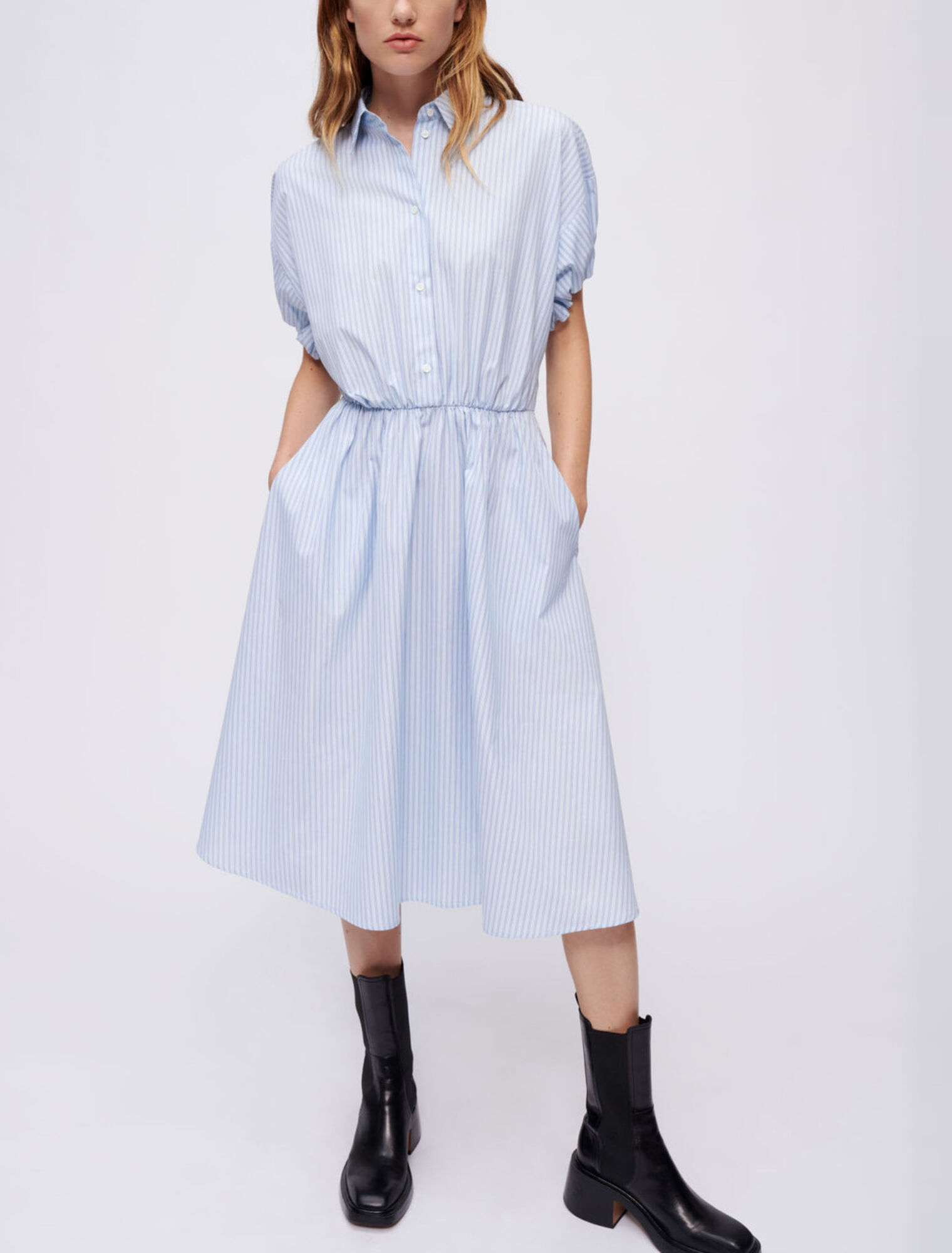Vestido camisero de rayas