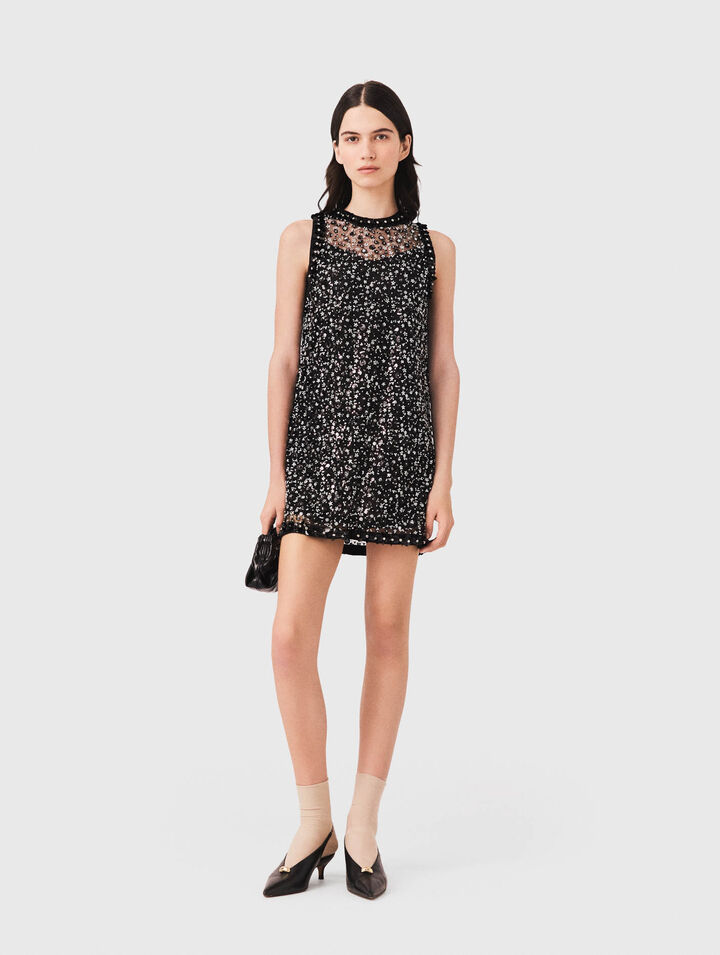 Vestido con strass de motivo floral