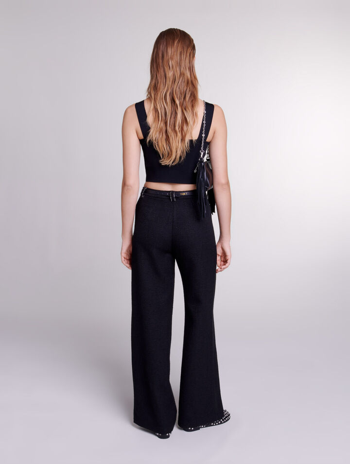 Pantalón ancho de tweed