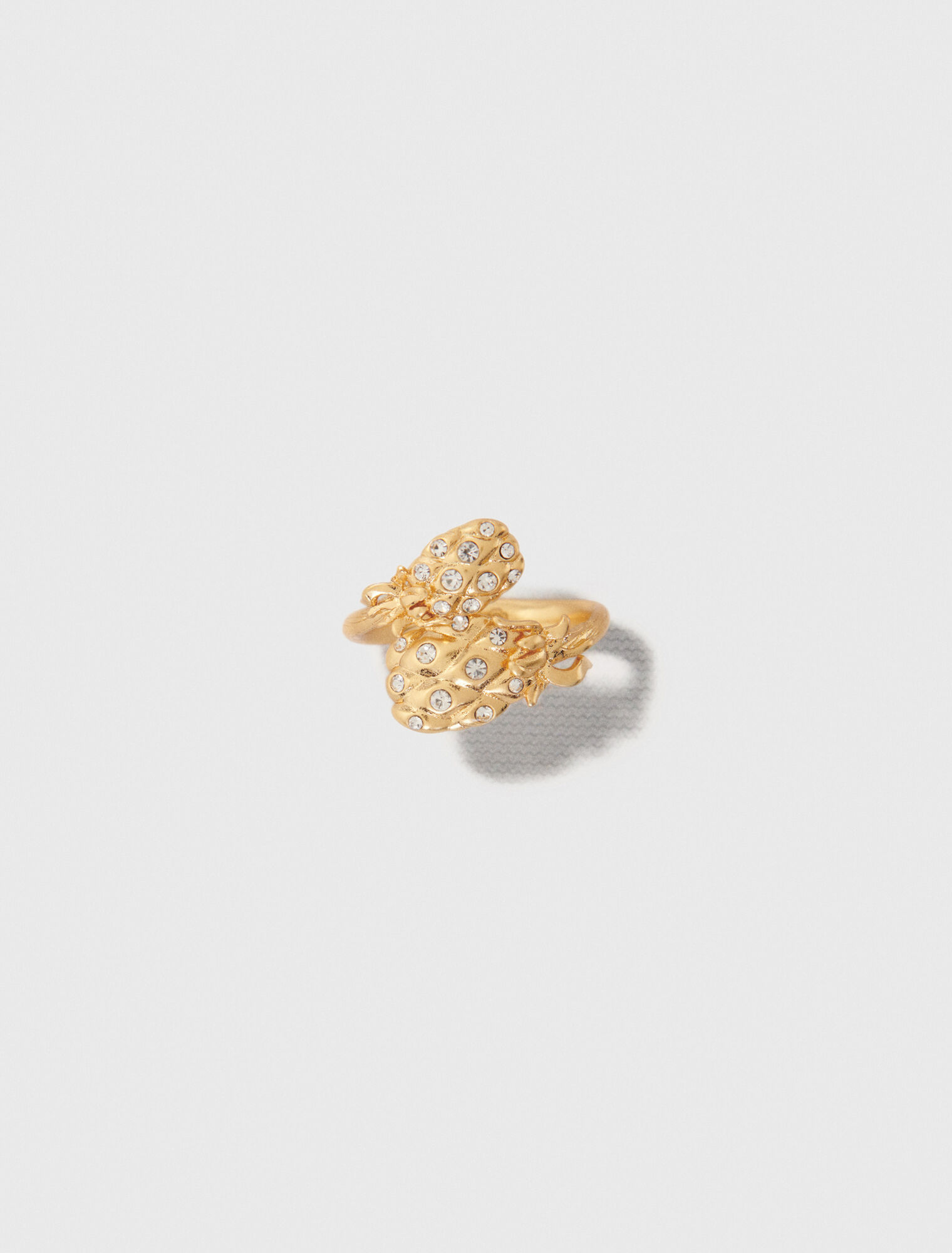 Anillo doble piña con strass
