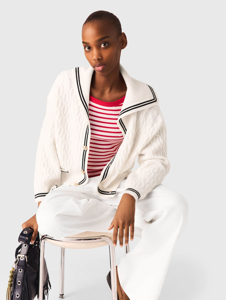 C&aacute;rdigan de ochos con cuello barco