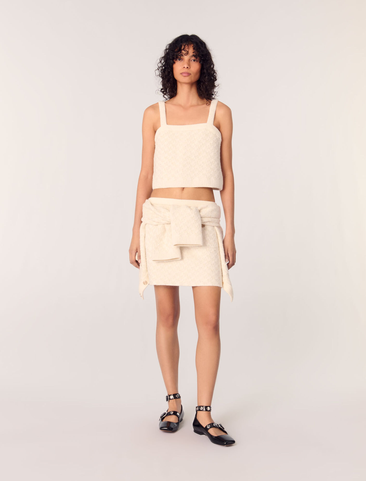 Top corto de punto efecto tweed