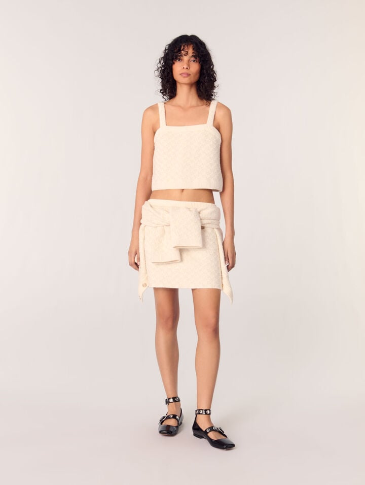 Top corto de punto efecto tweed