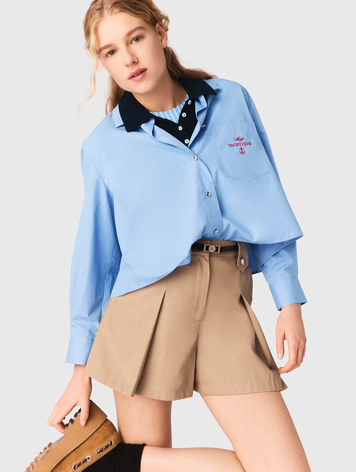 Short de algod&oacute;n con pliegues