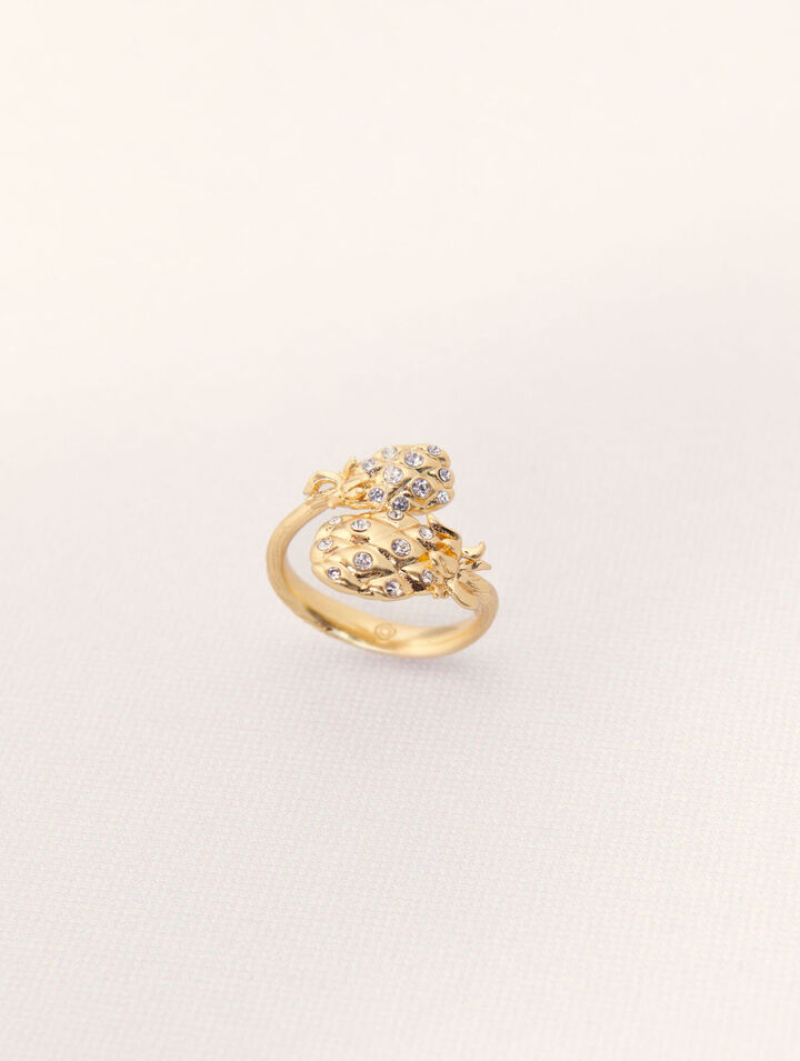 Anillo doble pi&ntilde;a con strass