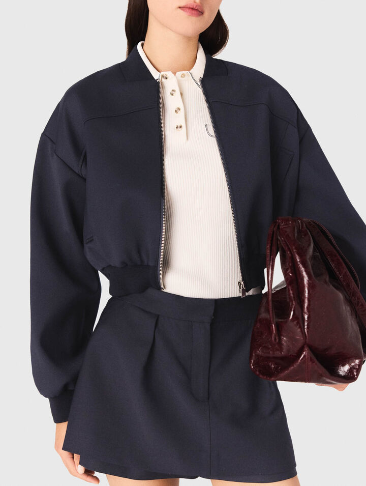 Bomber con cremallera de lana mixta