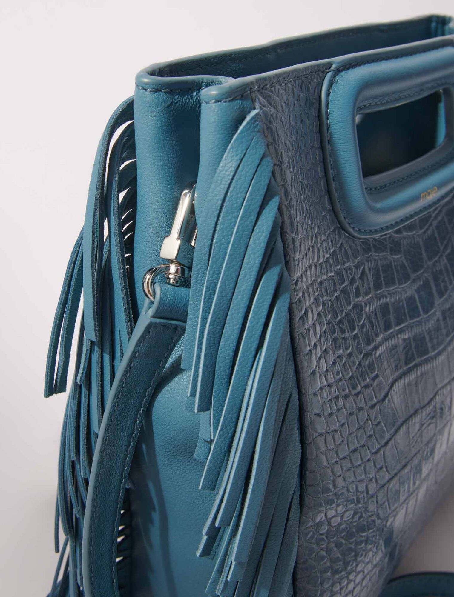 Bolso M de cuero efecto cocodrilo