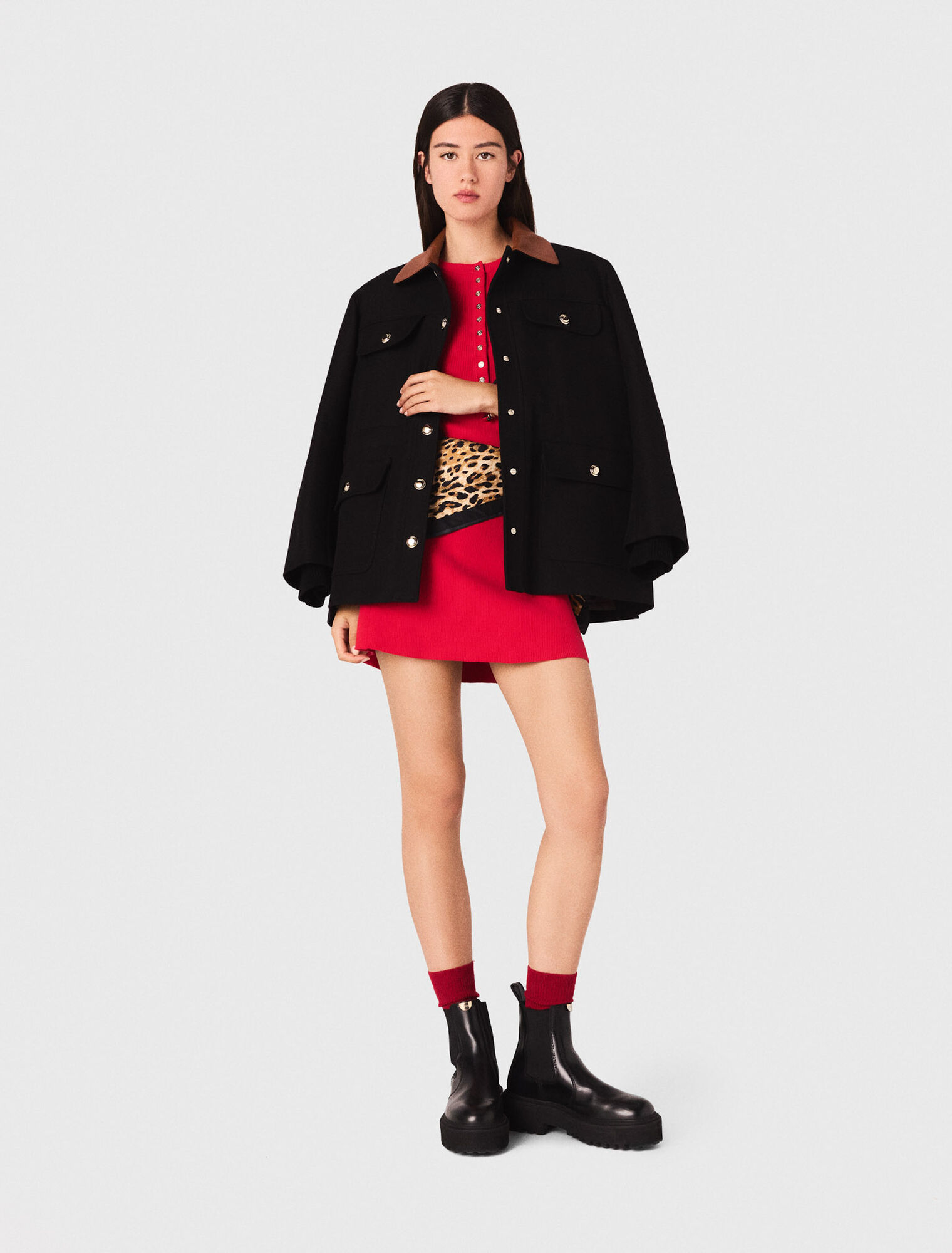 Parka cuello piel