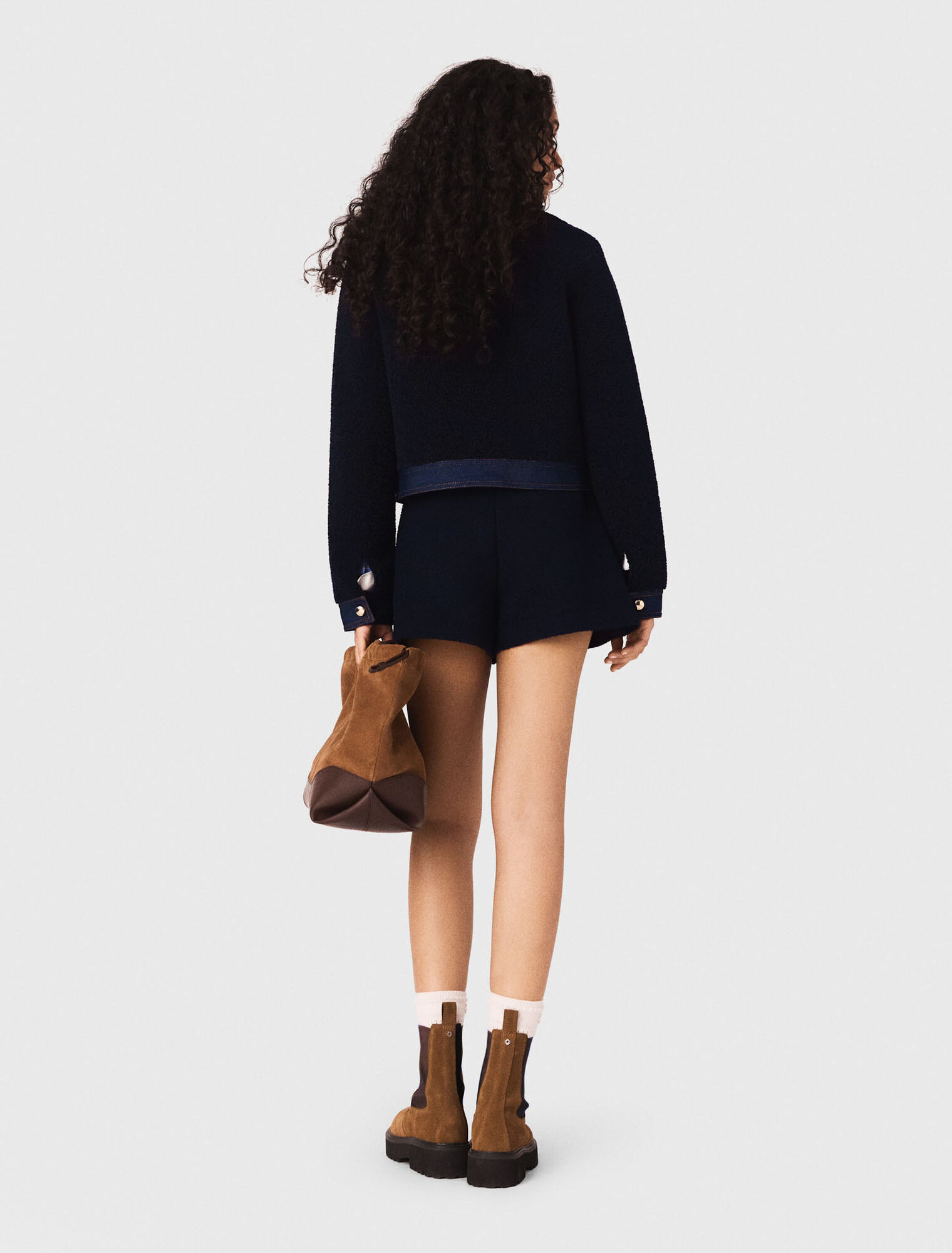 Cazadora de tejido rizado y denim