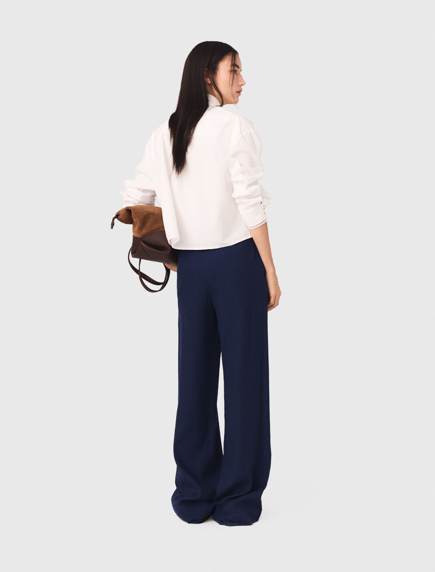 Pantal&oacute;n con puente de lino mezcla