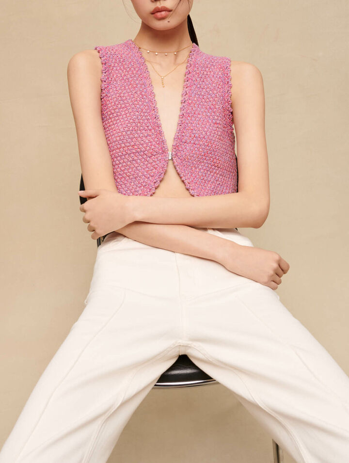 Top corto de tweed