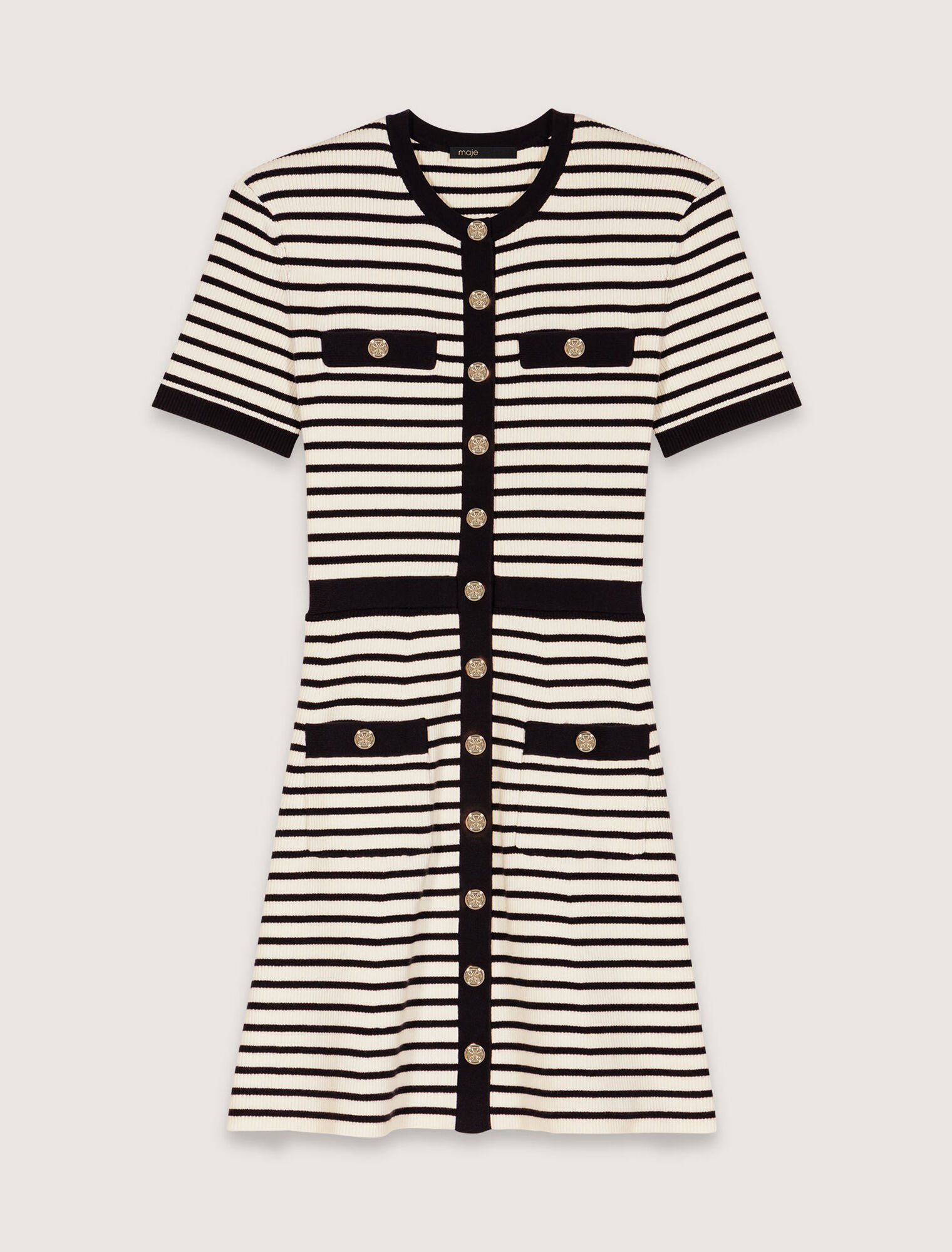 Vestido corto de punto de canalé
