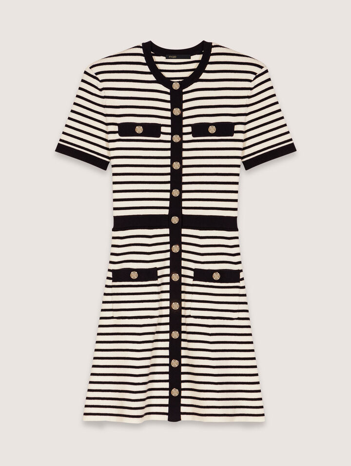Vestido corto de punto de canalé