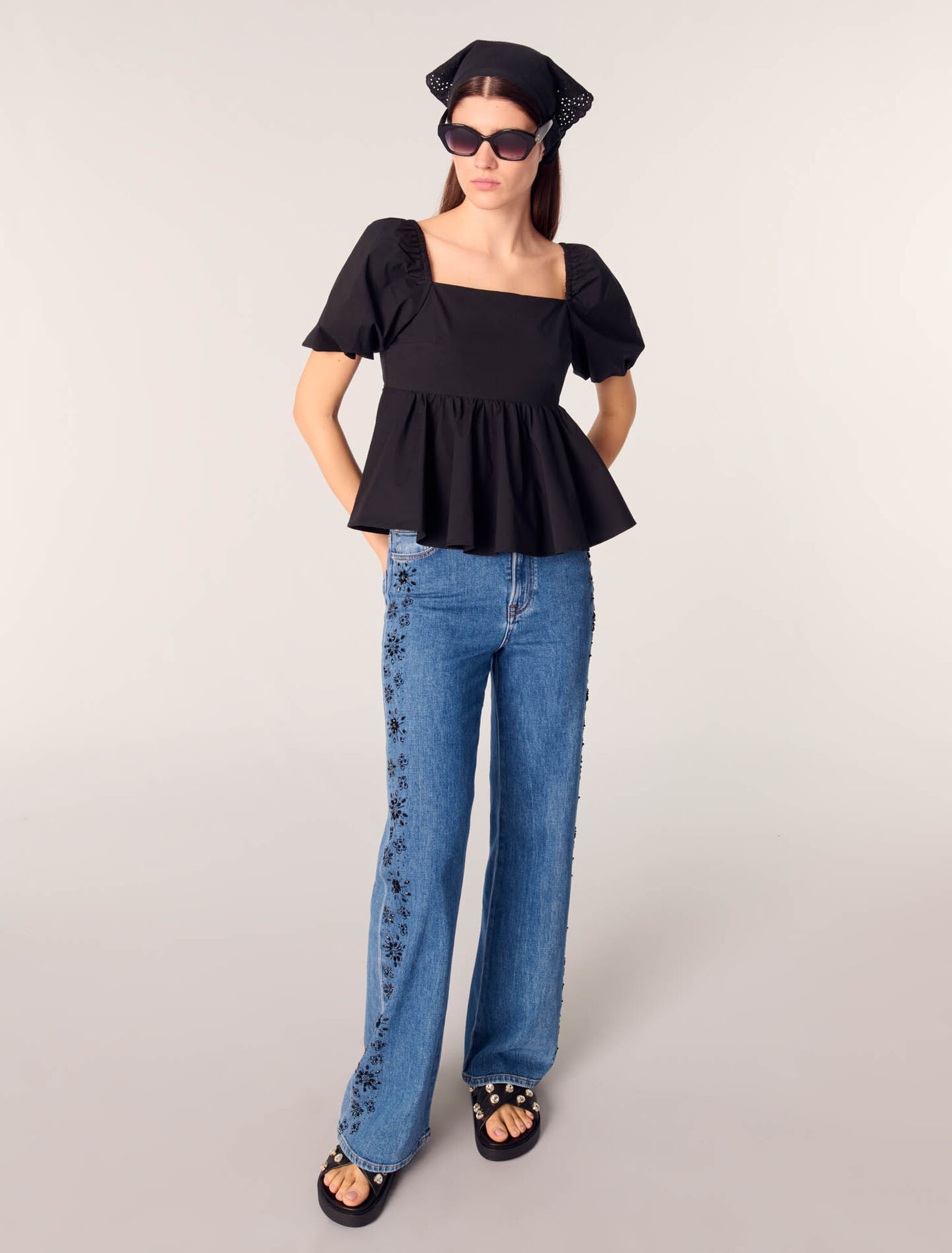 Vaquero bordado con strass