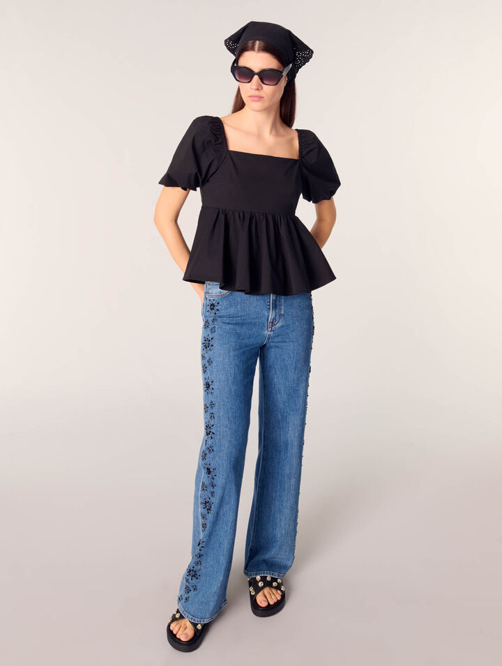 Vaquero bordado con strass