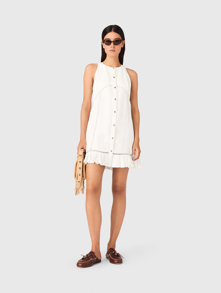 Vestido de mezcla de lino bordado