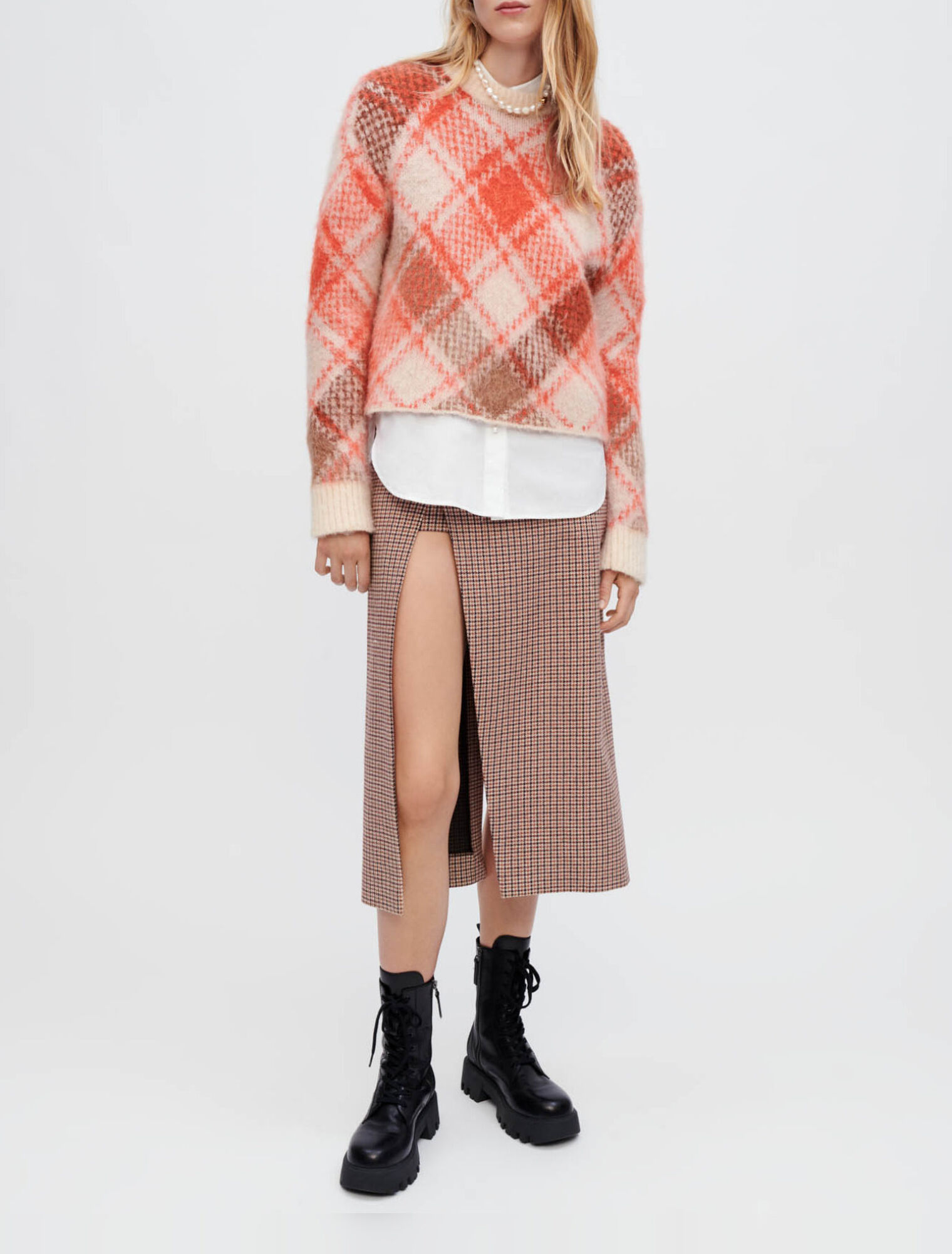 Jersey suave de jacquard de rombos