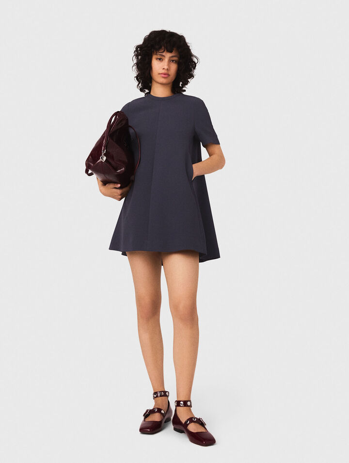 Vestido trapecio de crepé grueso