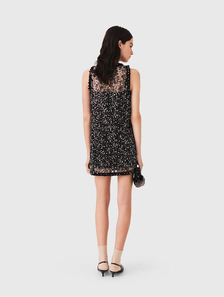 Vestido con strass de motivo floral