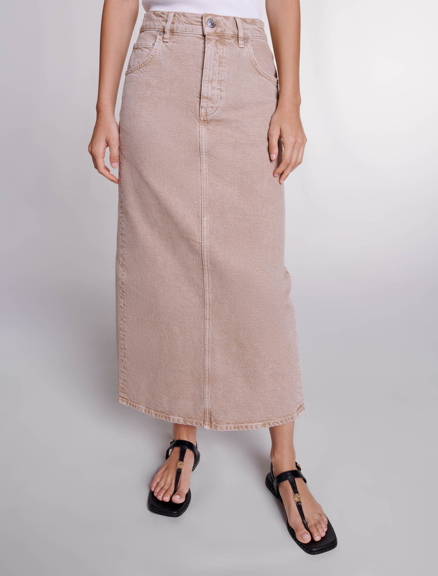 Falda larga en denim