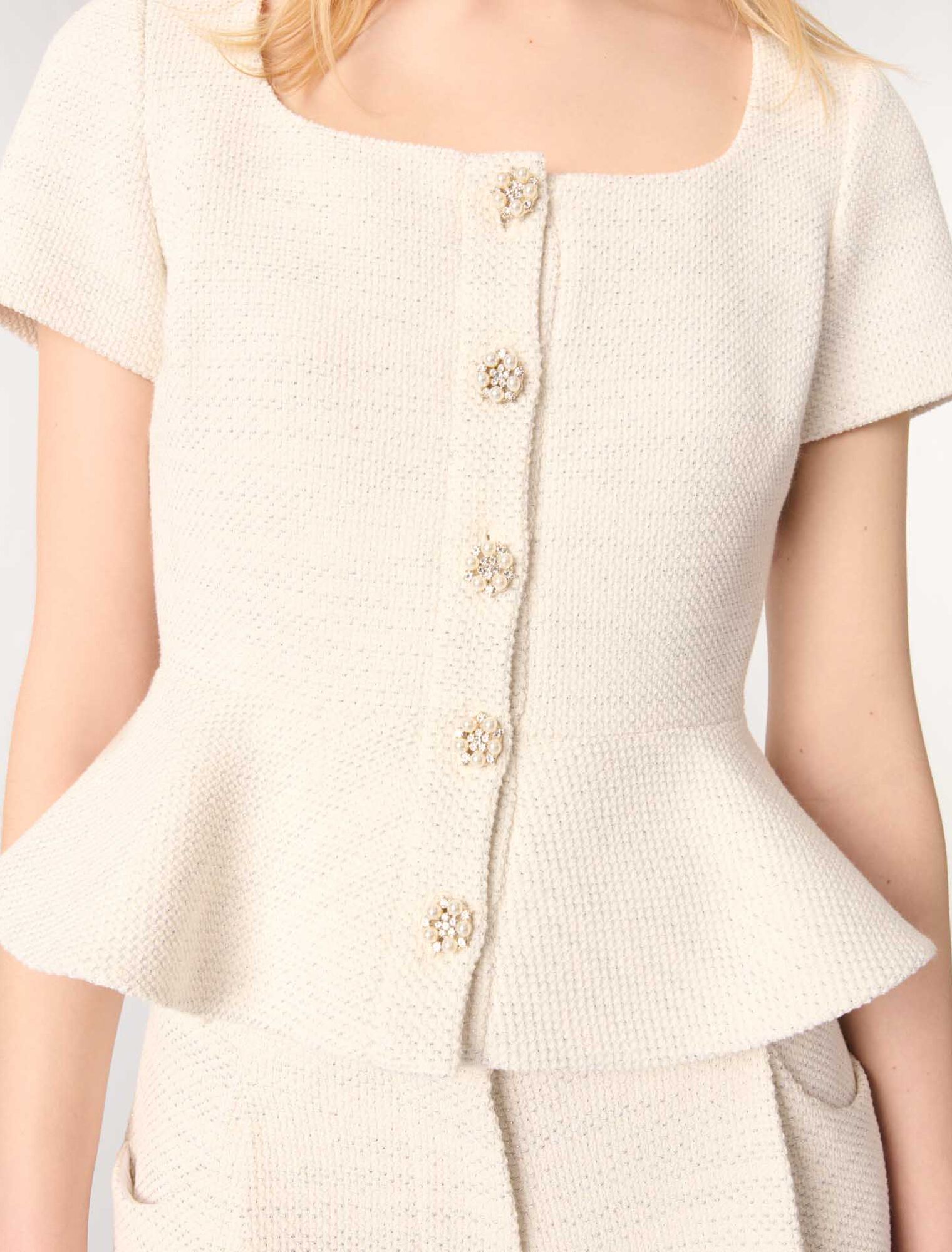 Top peplum de tweed y lurex