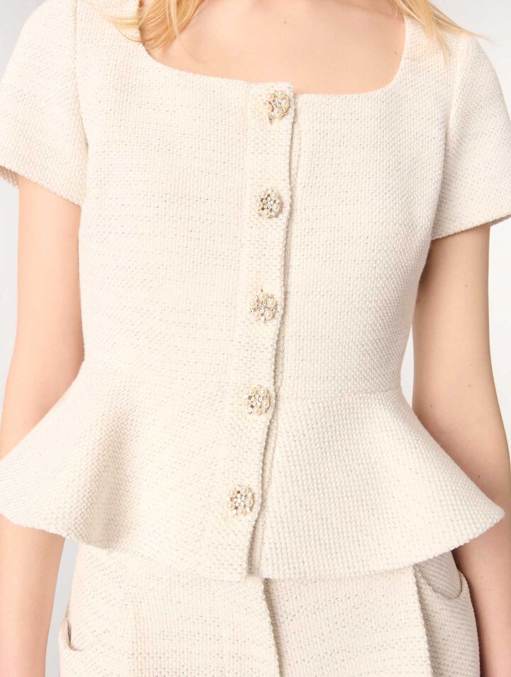 Top peplum de tweed y lurex