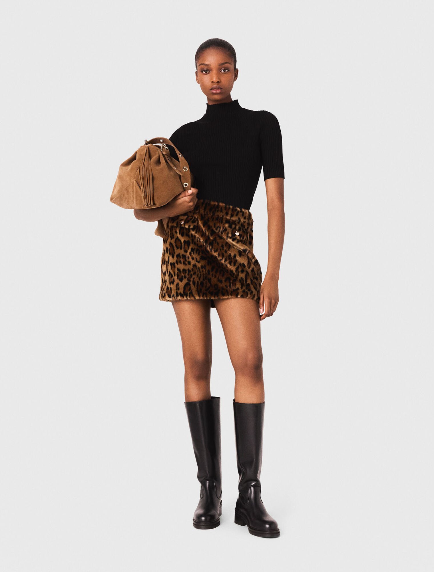 Minifalda de piel sintética leopard