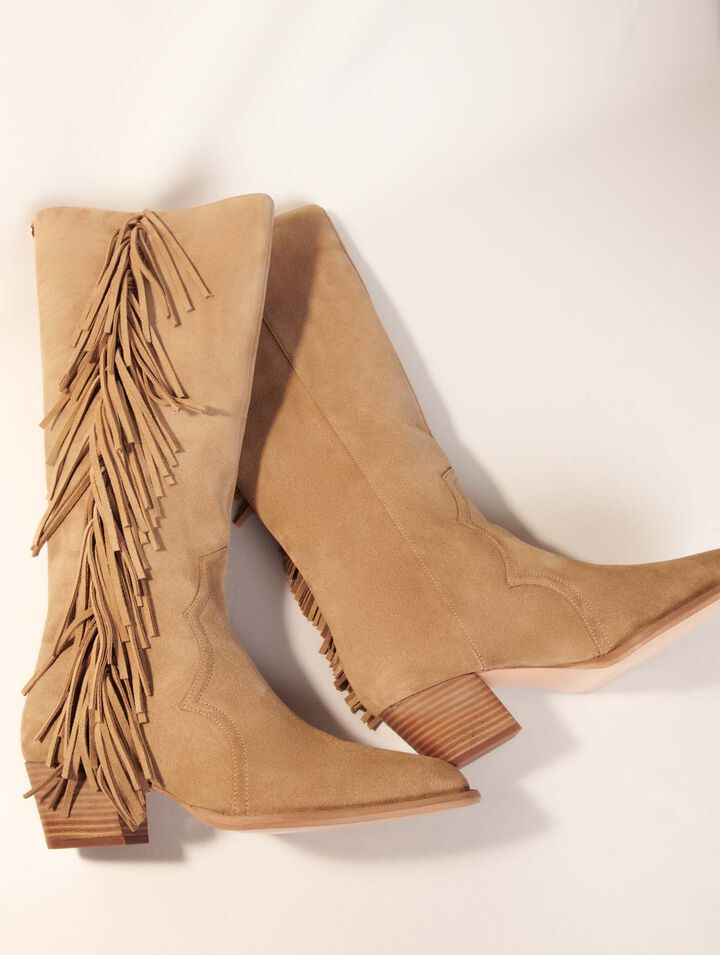 Botas de vaquero de ante con flecos