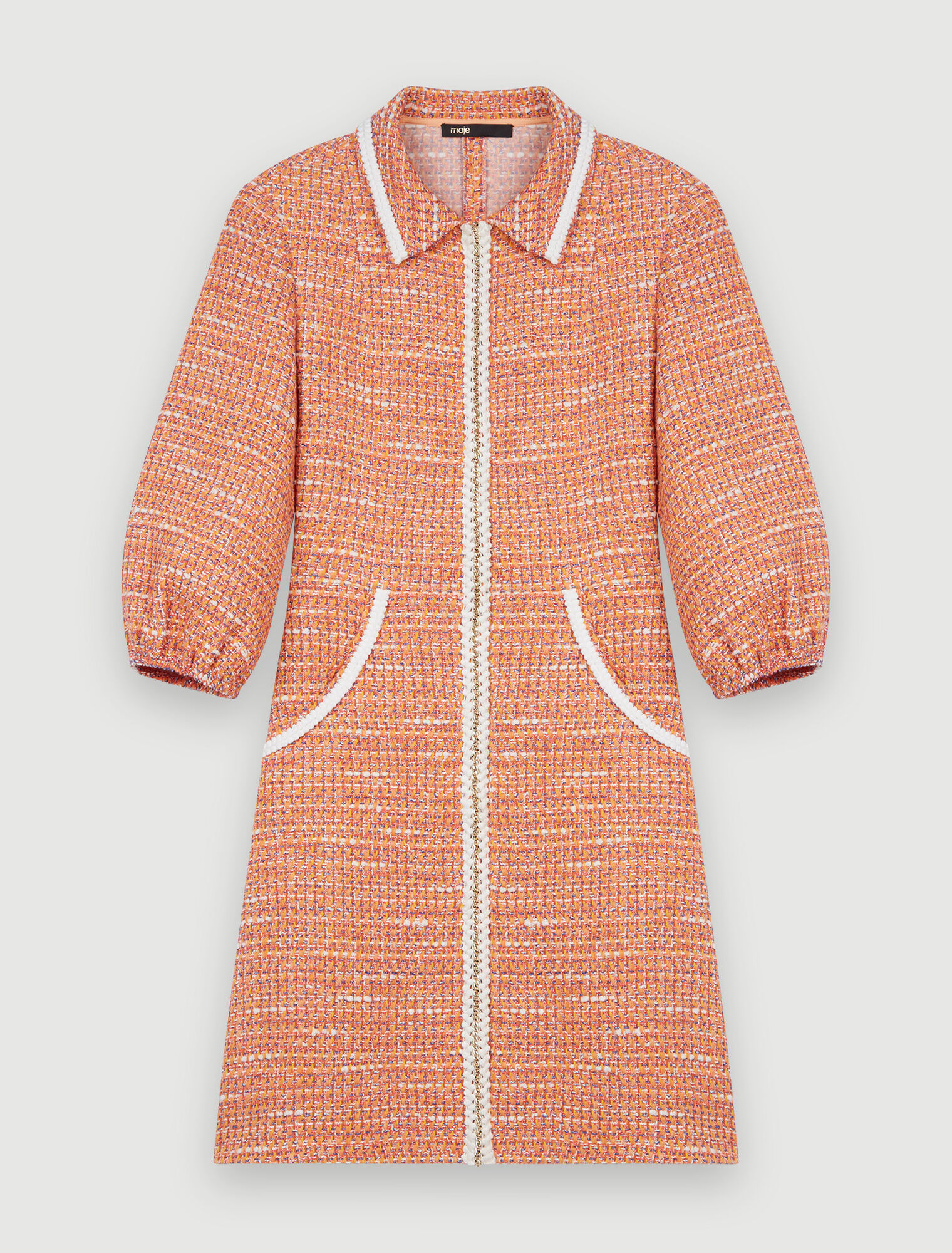 Vestido de tweed con trenzas
