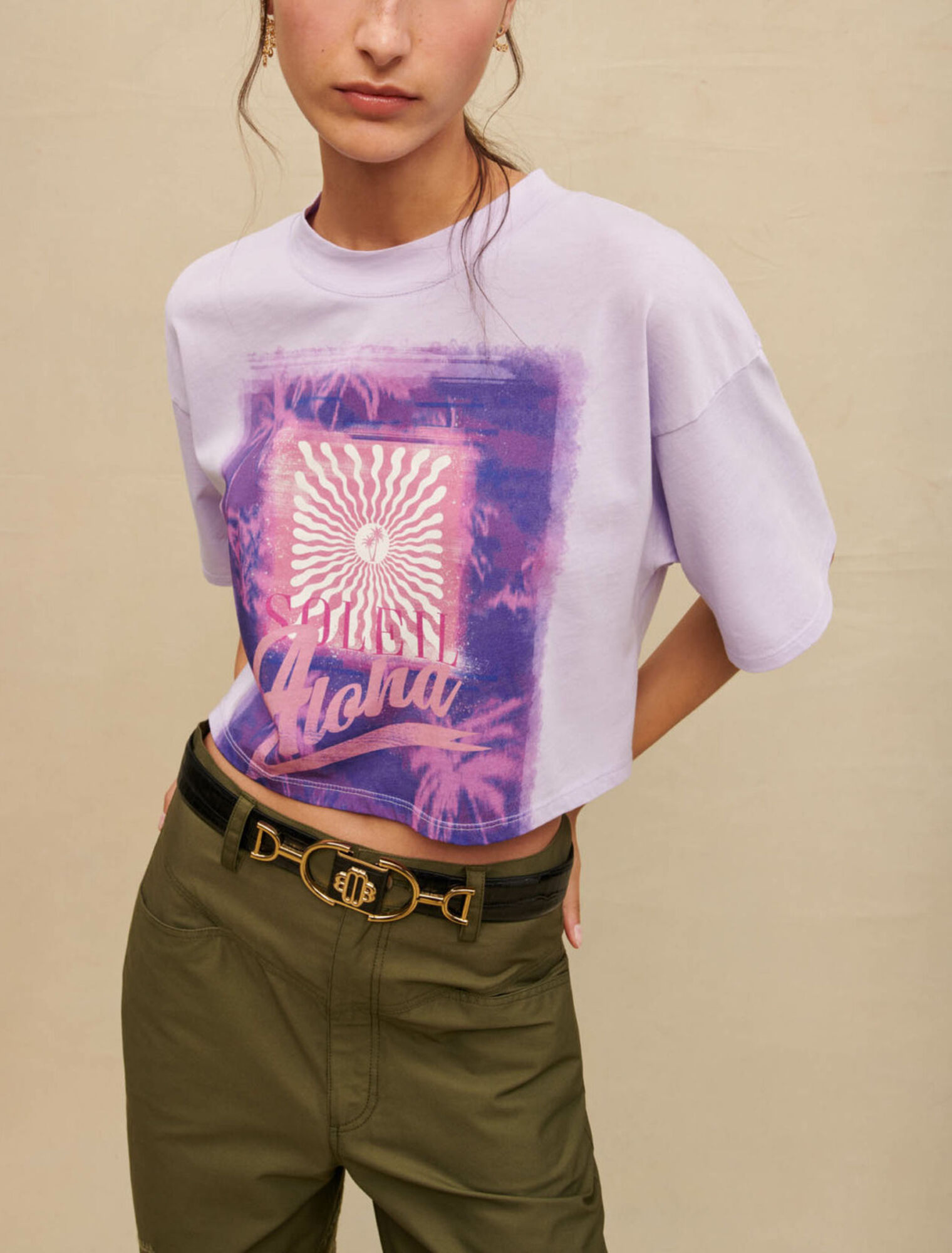 Camiseta con estampado de palmeras