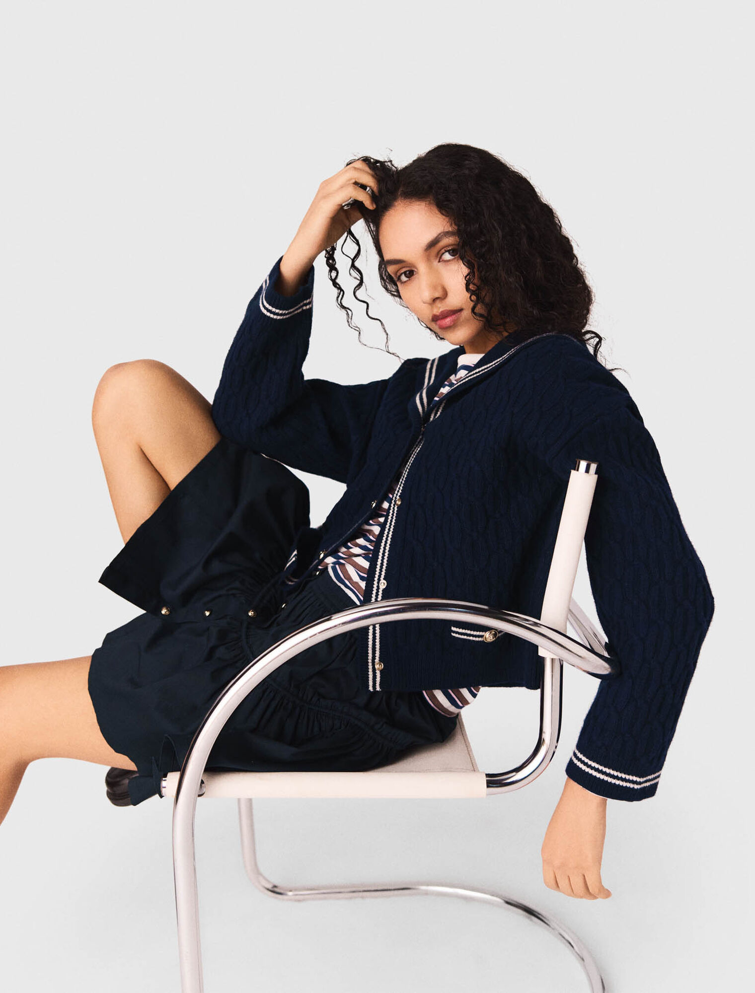 C&aacute;rdigan trenzado cuello barco