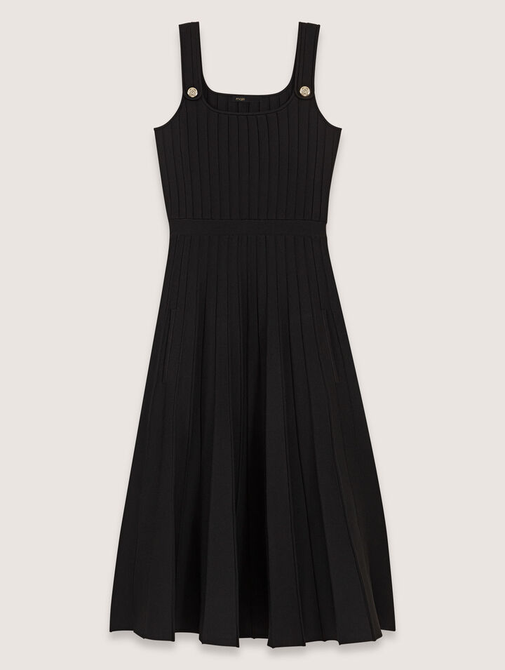 Vestido midi de punto plisado