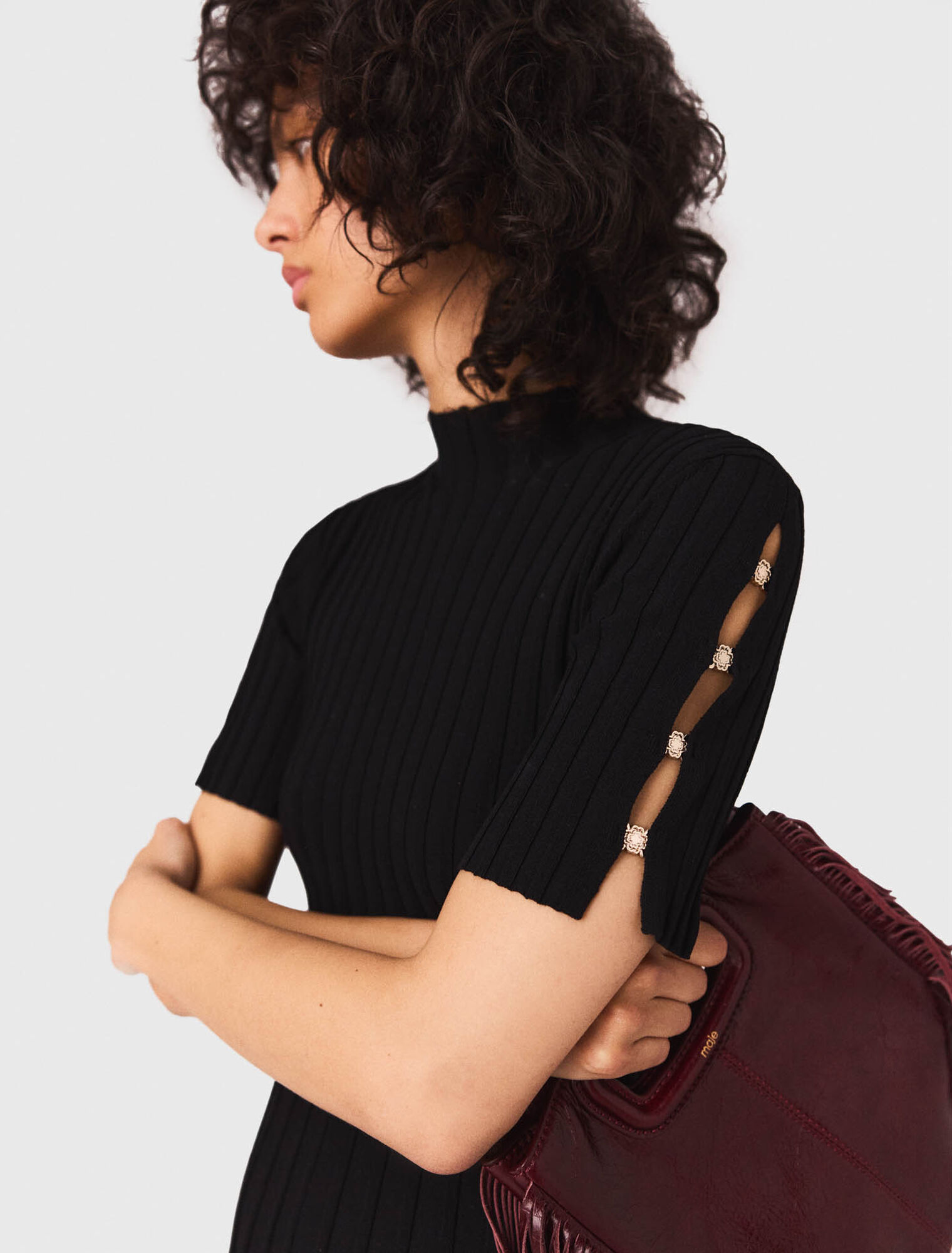 Bolso M de cuero agrietado