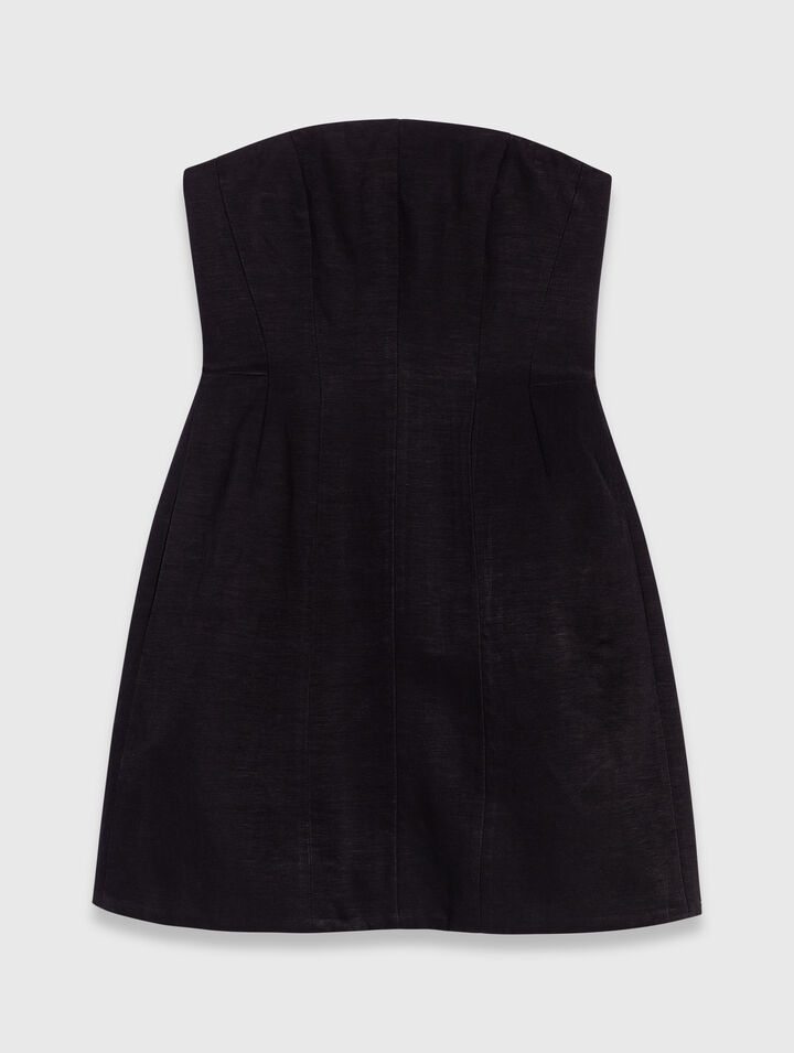 Vestido corto de lino con corpiño