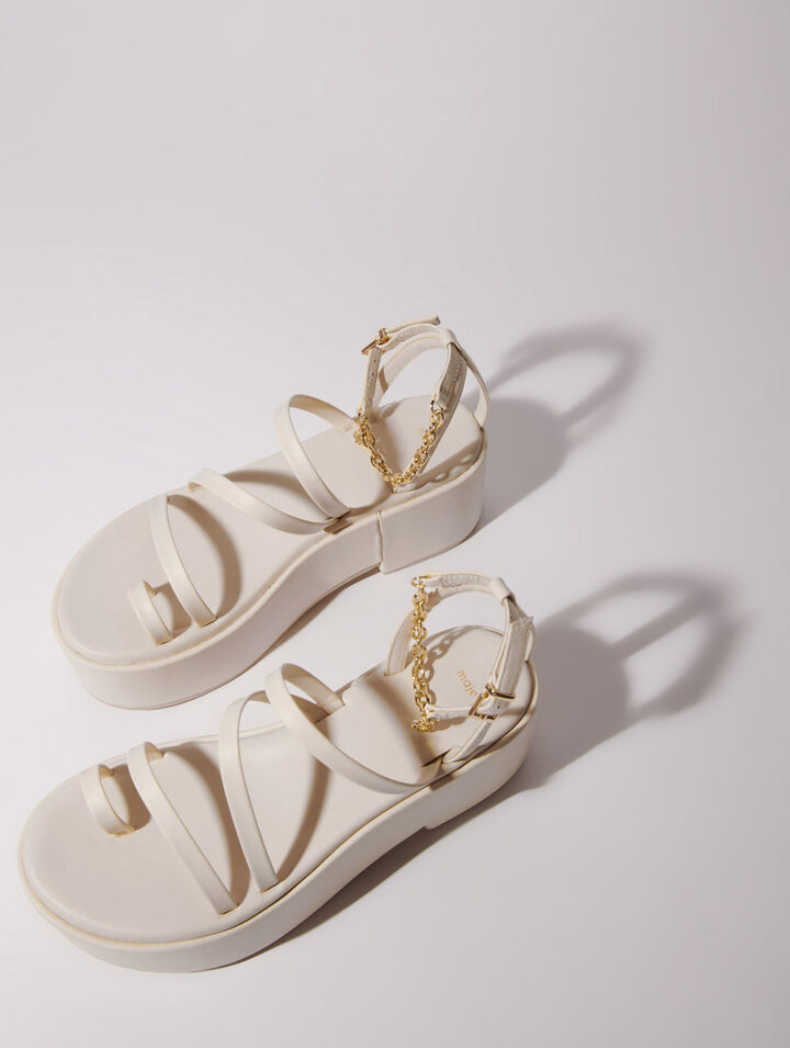 Sandalias de cuña de piel