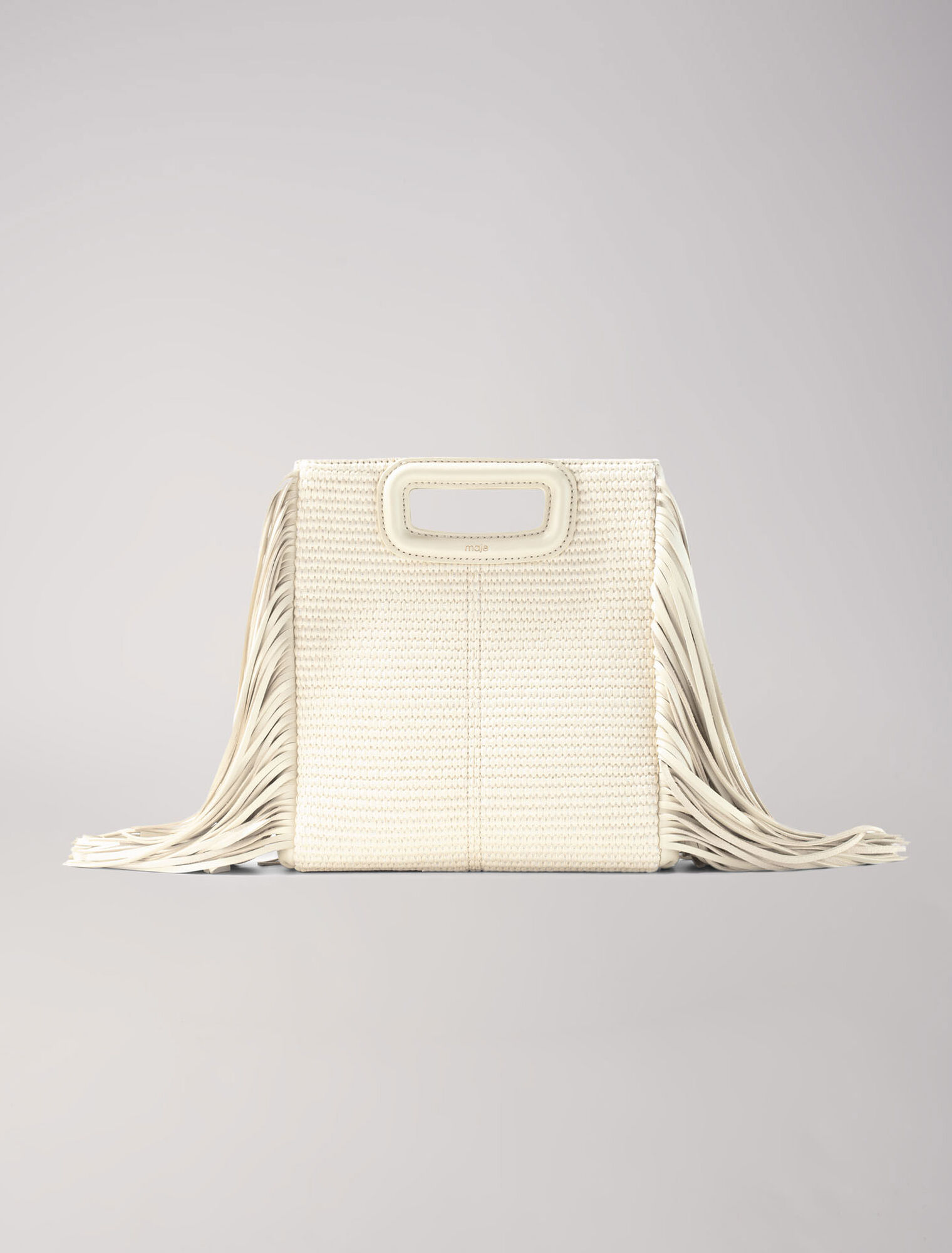 Bolso M de tela y rafia