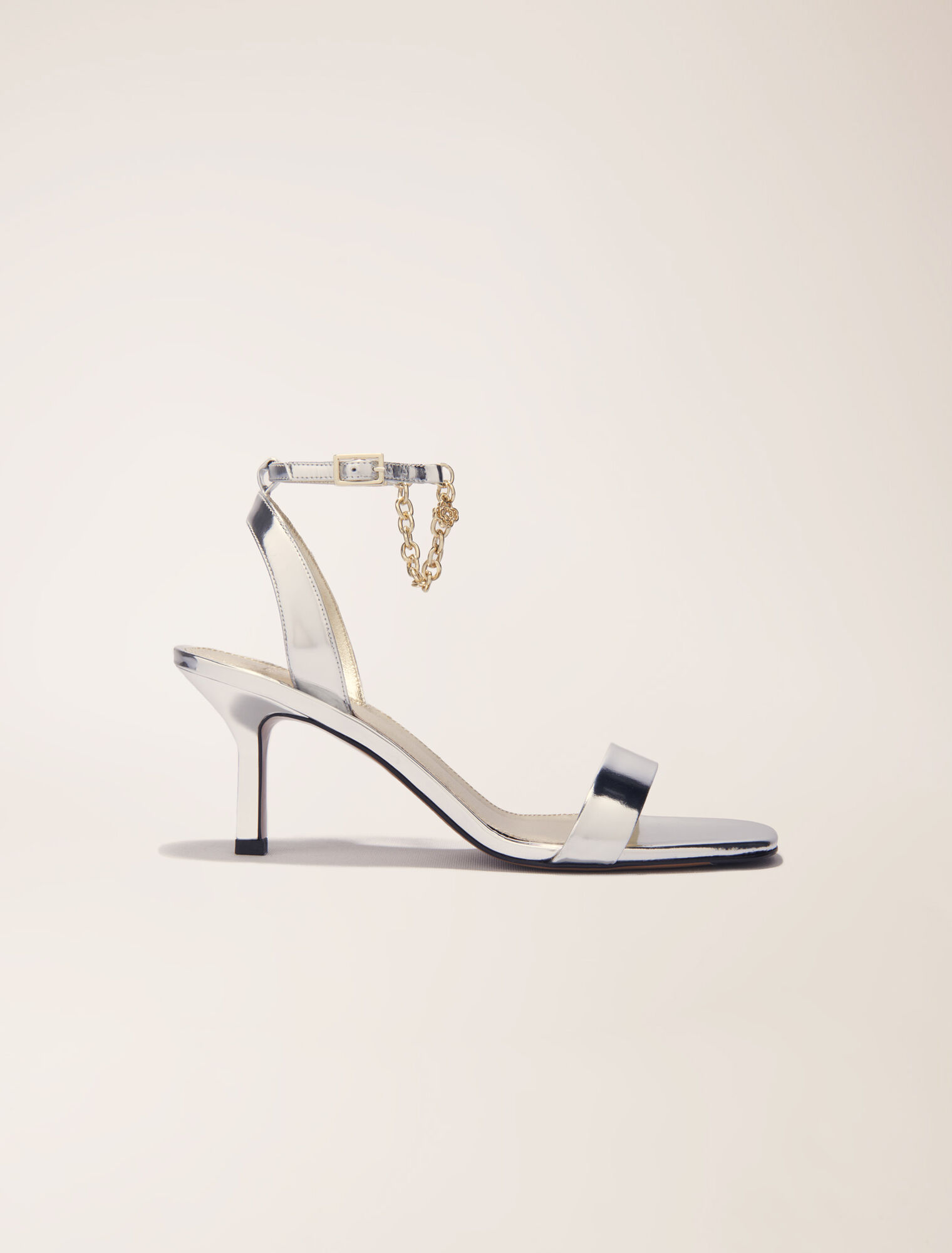 Sandalias de tacón de piel espejo