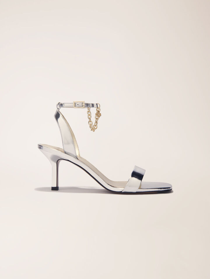 Sandalias de tacón de piel espejo