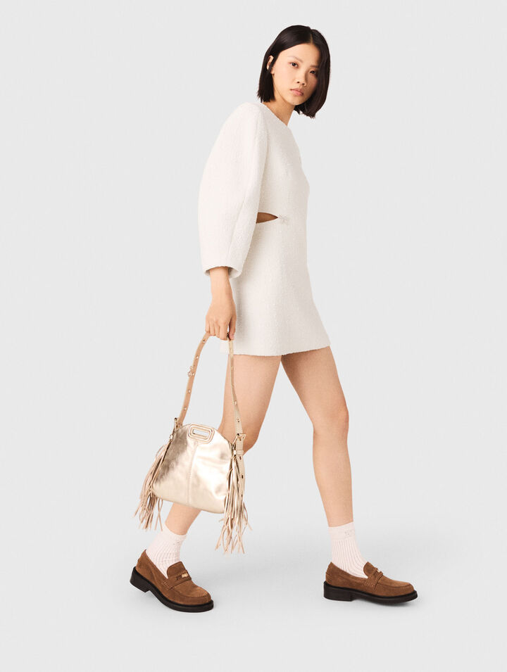 Vestido corto tweed manga balón