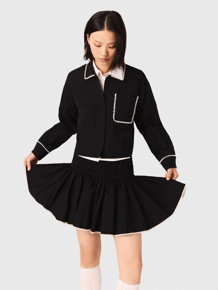 Falda tafetán con detalle de perlas