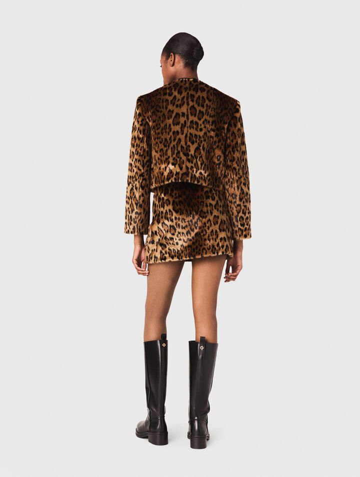 Chaqueta de piel sintética leopardo