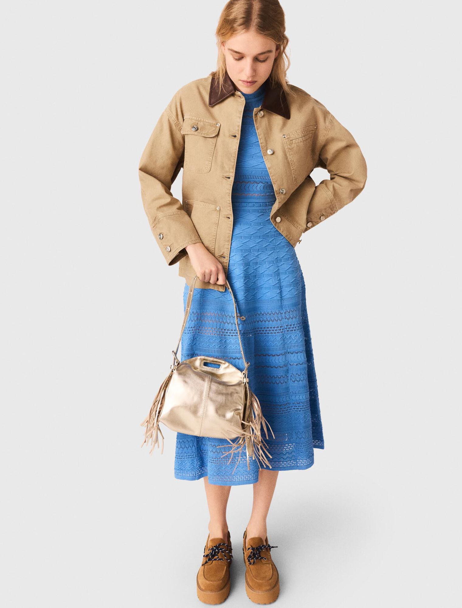 Chaqueta denim con espalda plisada