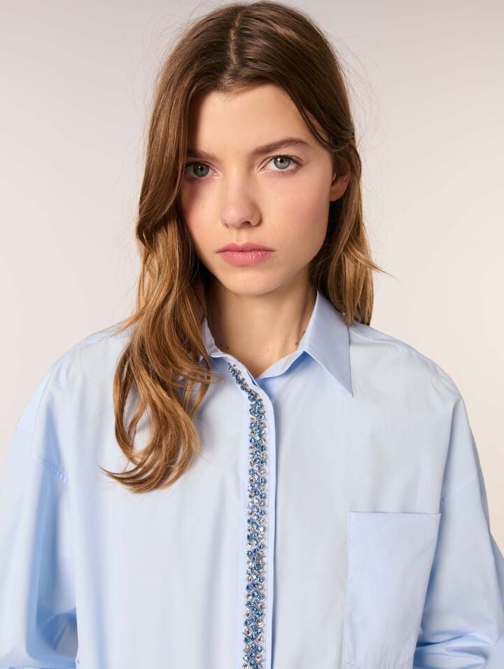 Camisa de popelina con estrás