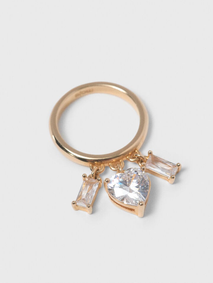 Anillo dorado con joyas de strass