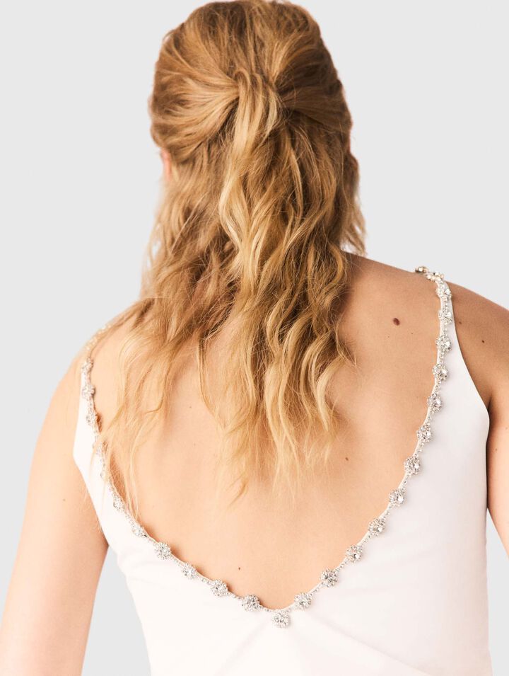 Top corto de tafet&aacute;n y cuello joya