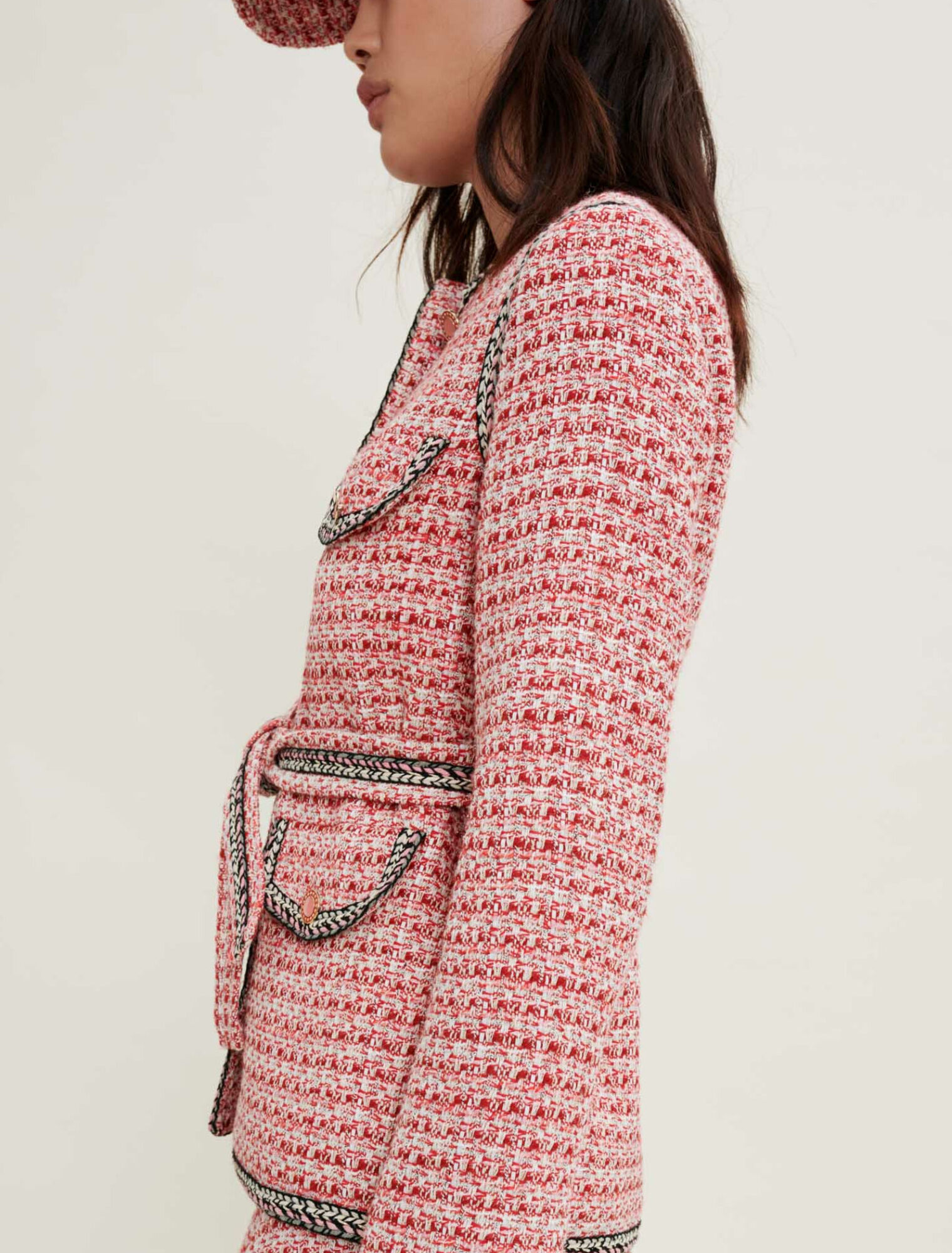 Chaqueta de tweed con trenzas étnicas
